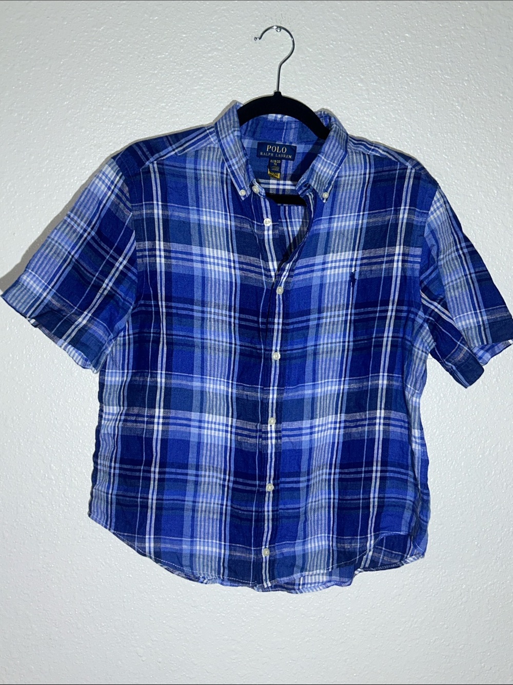 Polo by Ralph Lauren Blue Plaid Short-Sleeve Button-Down Shirt